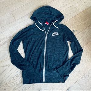 Nike Full Zip Hoodie Sweashirt Heather Vintage Swoosh Kangaroo Pockets